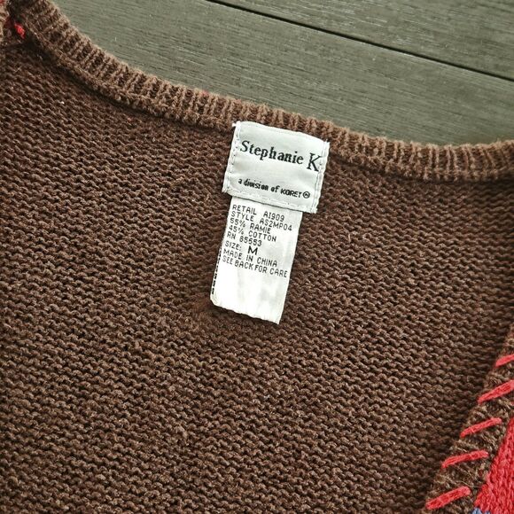 Women's Vintage Paisley Floral Embroidered Vest Patchwork Brown Boho Artsy Kitch - Picture 3 of 6